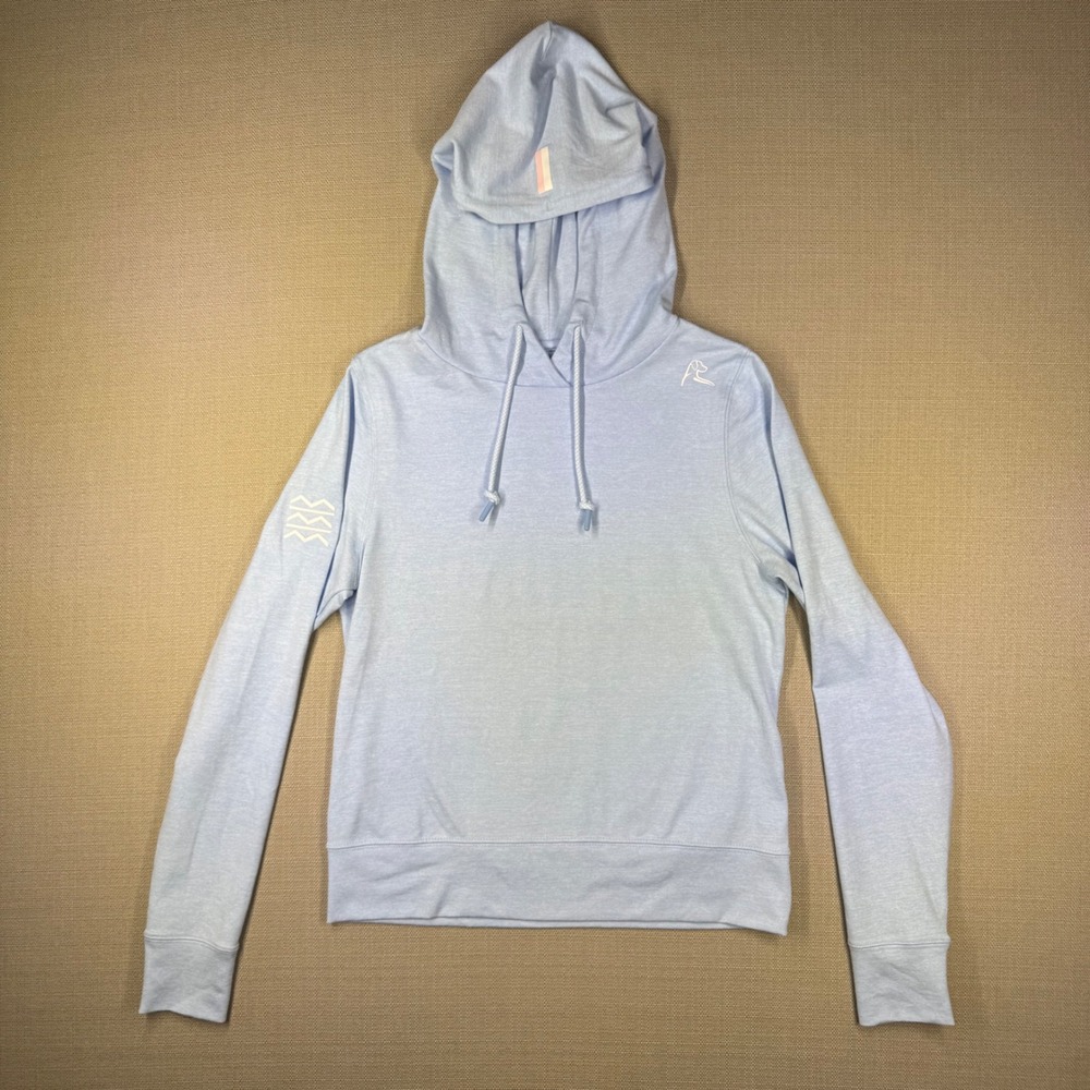 Rhoback Womens Hesi Performance Light Blue Heather Hoodie Golf Pullover XS